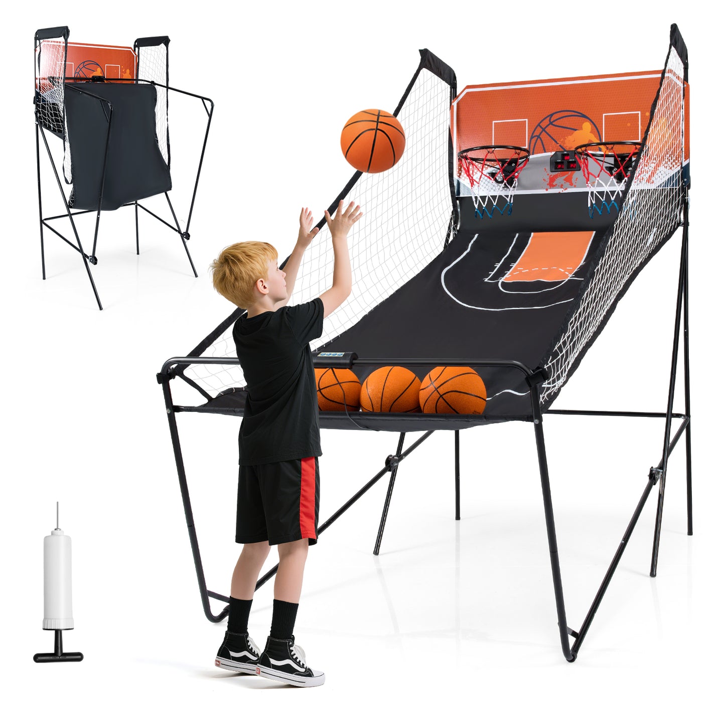 Foldable Basketball Arcade Game Kids Basketball Hoop Machine with 8 Exciting Playing Modes Game Room at Gallery Canada