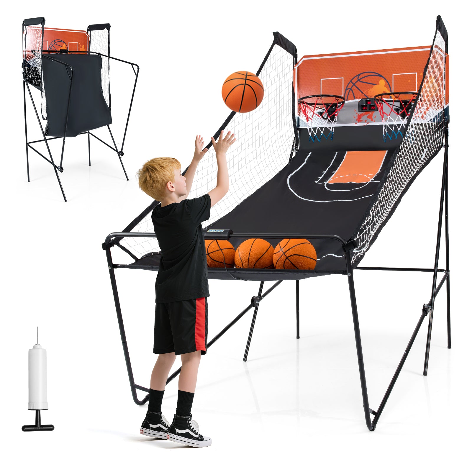 Foldable Basketball Arcade Game Kids Basketball Hoop Machine with 8 Exciting Playing Modes Game Room at Gallery Canada