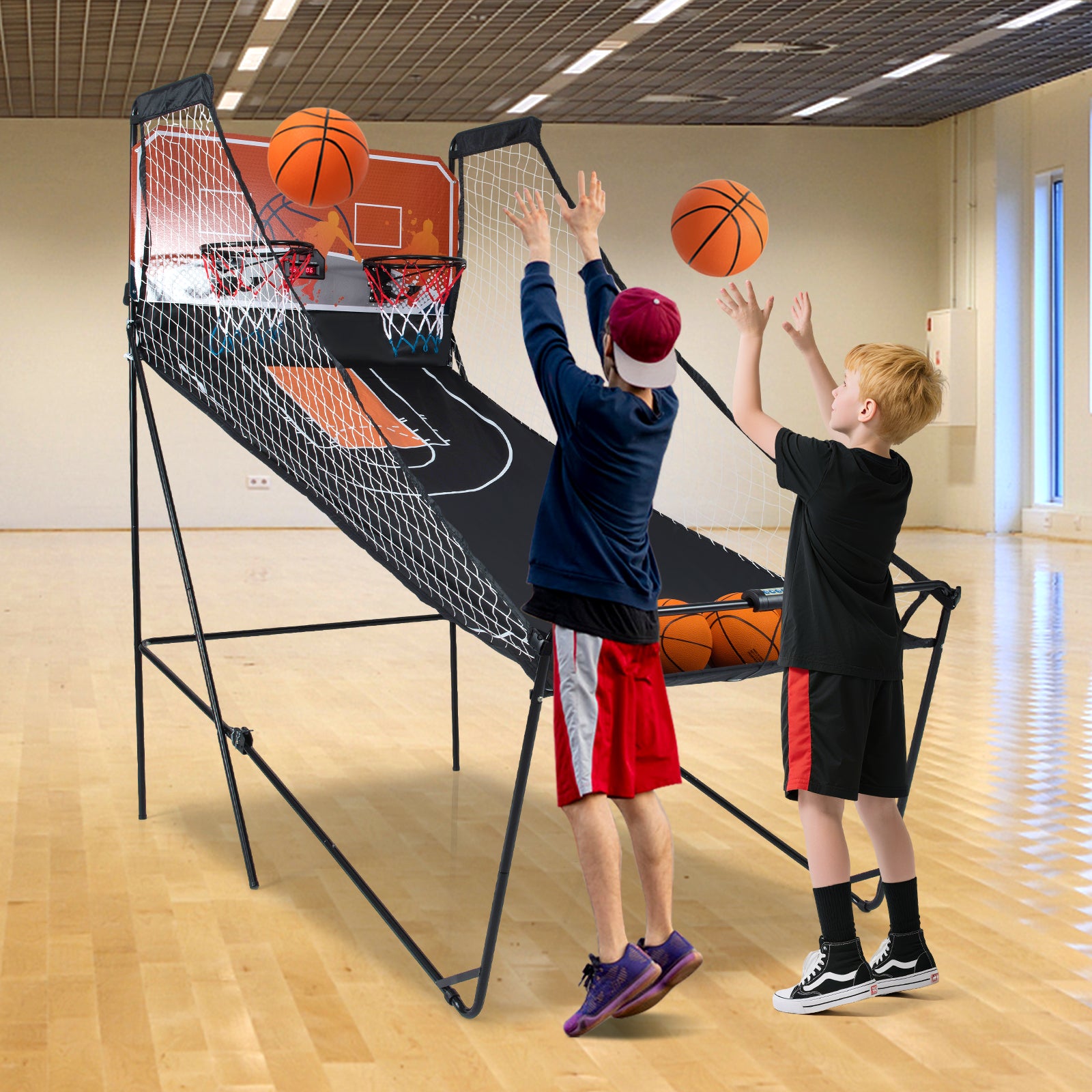 Foldable Basketball Arcade Game Kids Basketball Hoop Machine with 8 Exciting Playing Modes Game Room at Gallery Canada