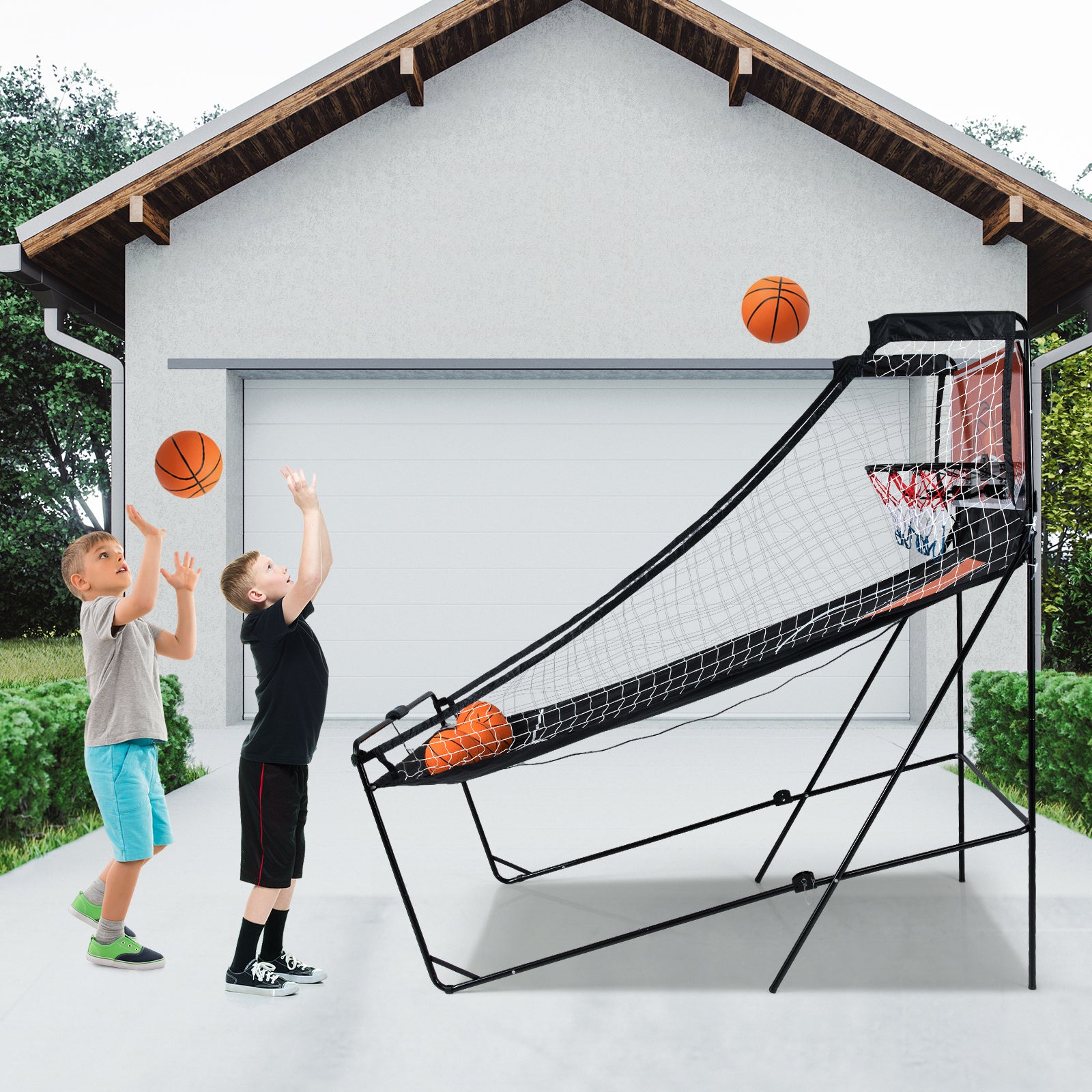 Foldable Basketball Arcade Game Kids Basketball Hoop Machine with 8 Exciting Playing Modes Game Room at Gallery Canada