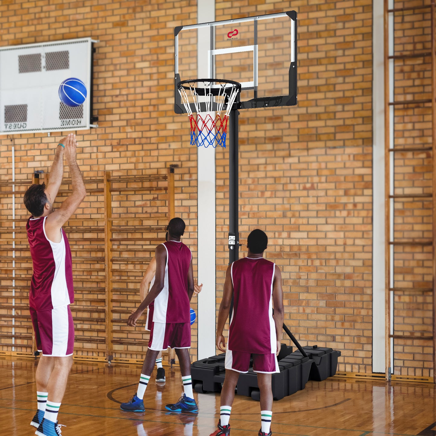 Foldable Basketball Hoop, 7.54-10 Ft Stepless Adjustable, PC Backboard, Black Sport Equipments at Gallery Canada