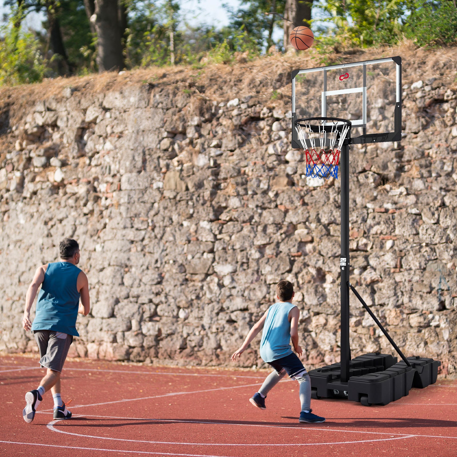 Foldable Basketball Hoop, 7.54-10 Ft Stepless Adjustable, PC Backboard, Black Sport Equipments at Gallery Canada
