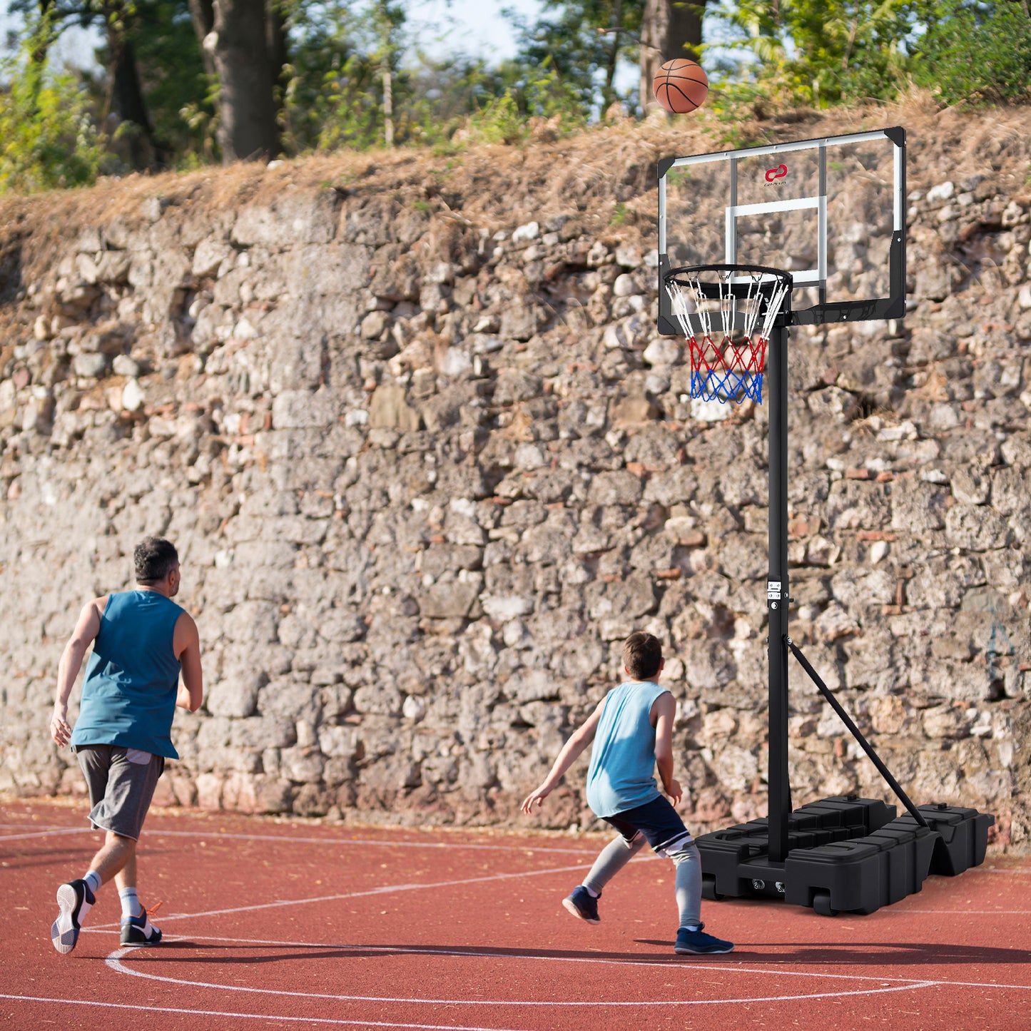 Foldable Basketball Hoop, 7.54-10 Ft Stepless Adjustable, PC Backboard, Black Sport Equipments at Gallery Canada