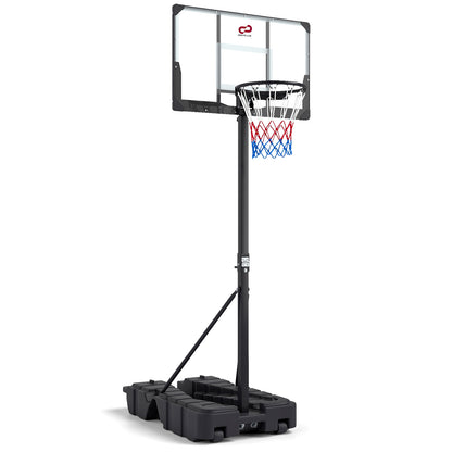 Foldable Basketball Hoop, 7.54-10 Ft Stepless Adjustable, PC Backboard, Black Sport Equipments at Gallery Canada