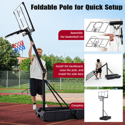 Foldable Basketball Hoop, 7.54-10 Ft Stepless Adjustable, PC Backboard, Black Sport Equipments at Gallery Canada