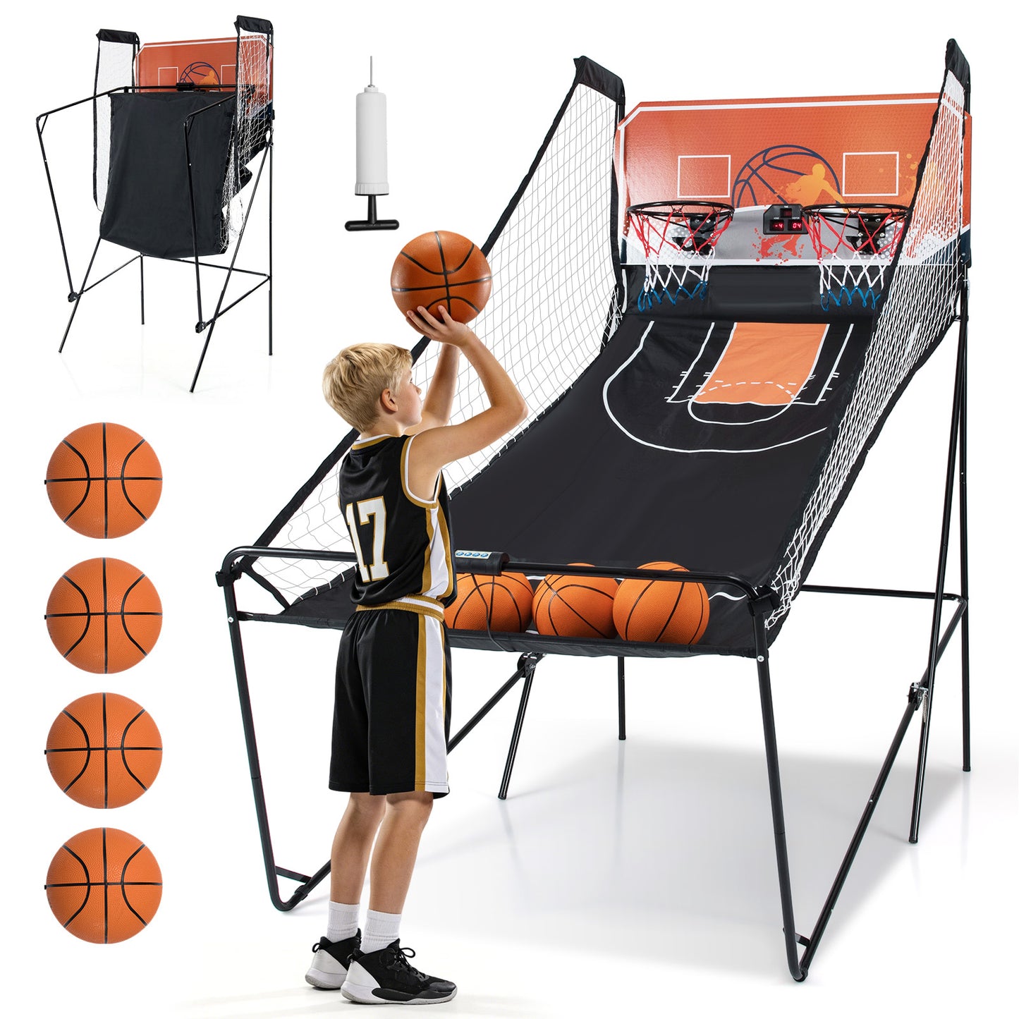 Foldable Basketball Arcade Game Kids Basketball Hoop Machine with 8 Exciting Playing Modes Game Room at Gallery Canada