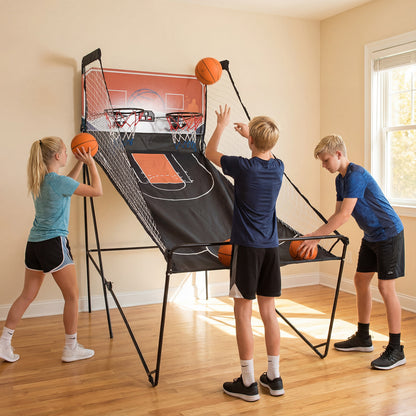 Foldable Basketball Arcade Game Kids Basketball Hoop Machine with 8 Exciting Playing Modes Game Room at Gallery Canada