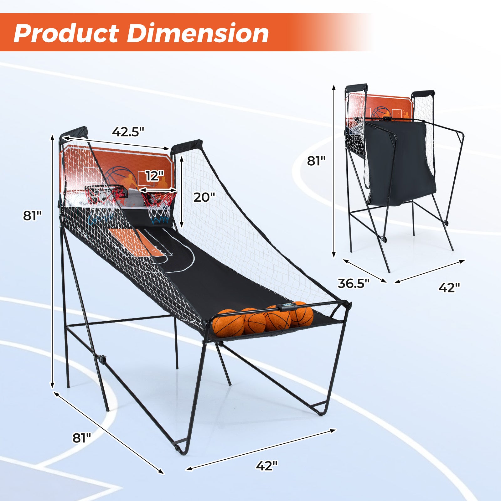 Foldable Basketball Arcade Game Kids Basketball Hoop Machine with 8 Exciting Playing Modes Game Room at Gallery Canada