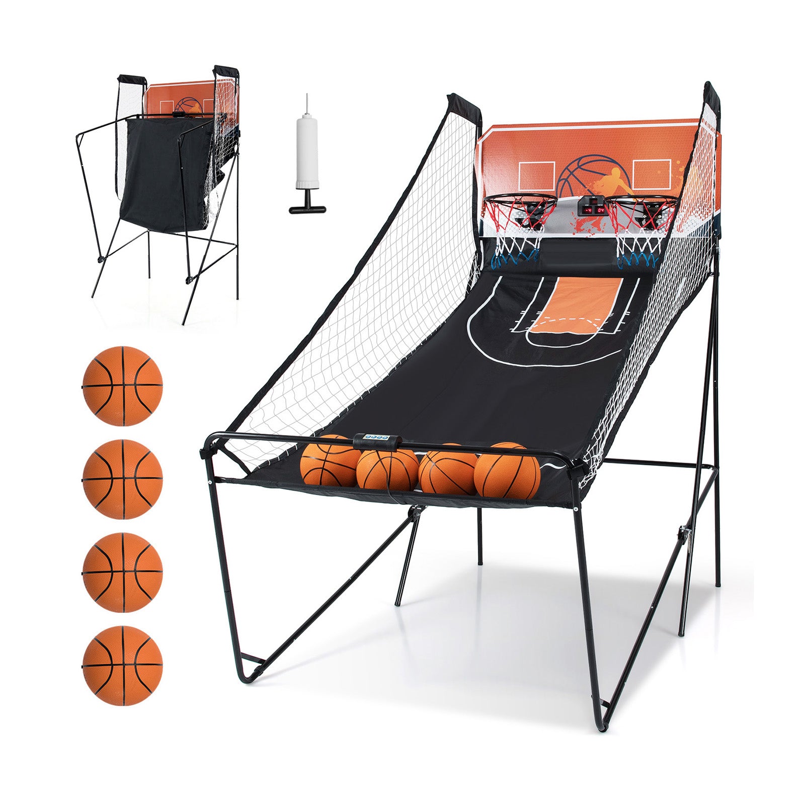Foldable Basketball Arcade Game Kids Basketball Hoop Machine with 8 Exciting Playing Modes Game Room at Gallery Canada