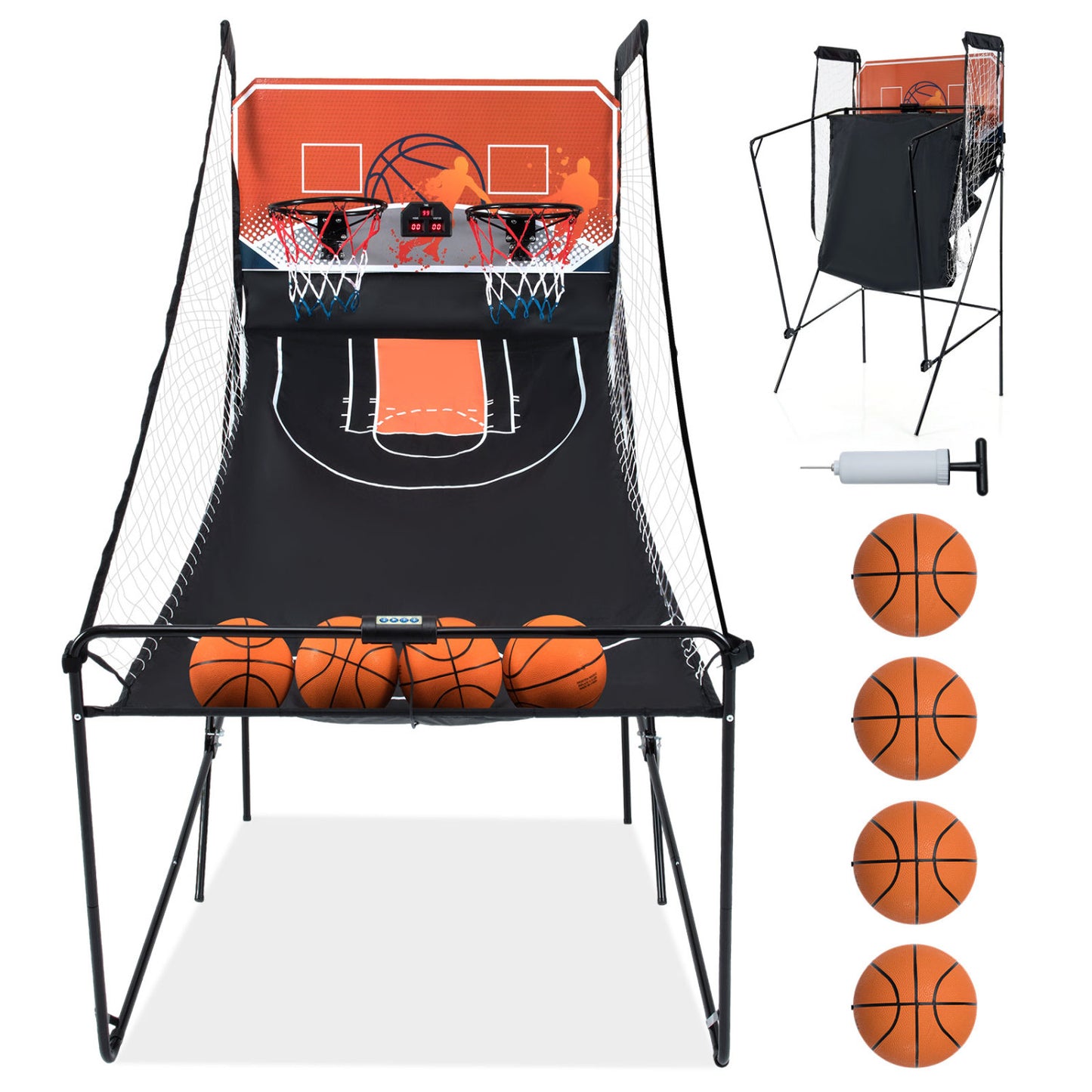 Foldable Basketball Arcade Game Kids Basketball Hoop Machine with 8 Exciting Playing Modes Game Room at Gallery Canada
