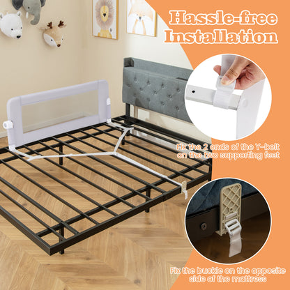 Foldable Bed Rail Baby Bed Guard, Light Gray