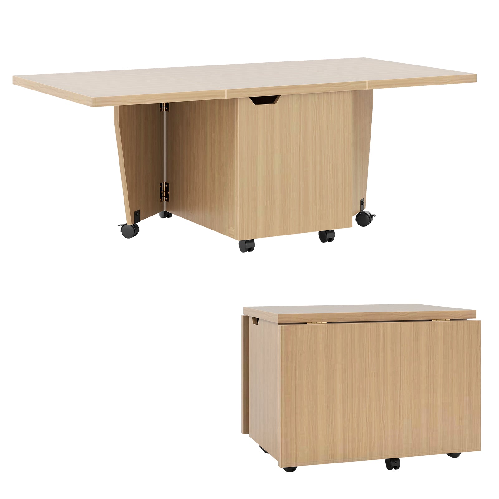 Foldable Coffee Table With Storage Cabinet, Extendable Center Table, Oak Coffee Tables Oak at Gallery Canada