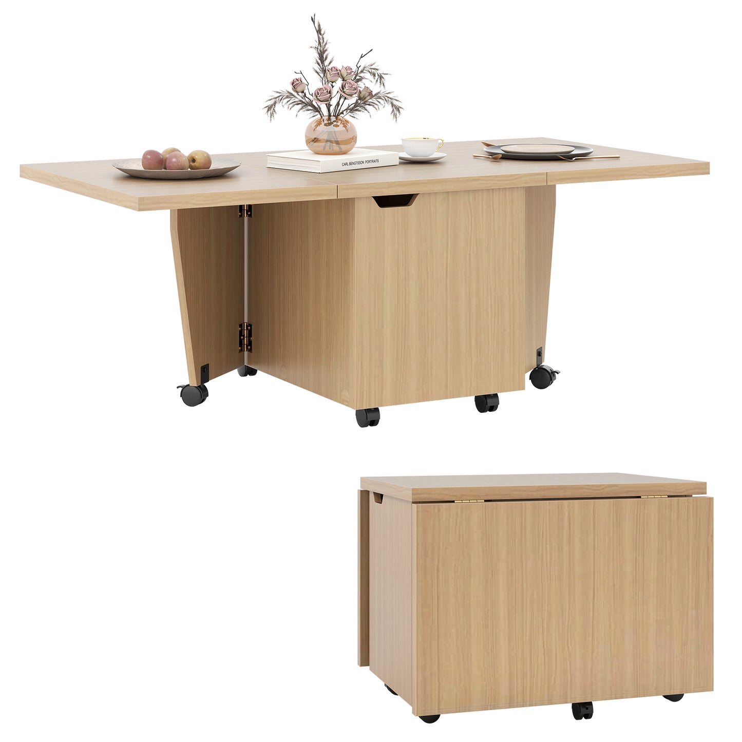 Foldable Coffee Table with Storage Cabinet Extendable Center Table, Oak Coffee Tables at Gallery Canada