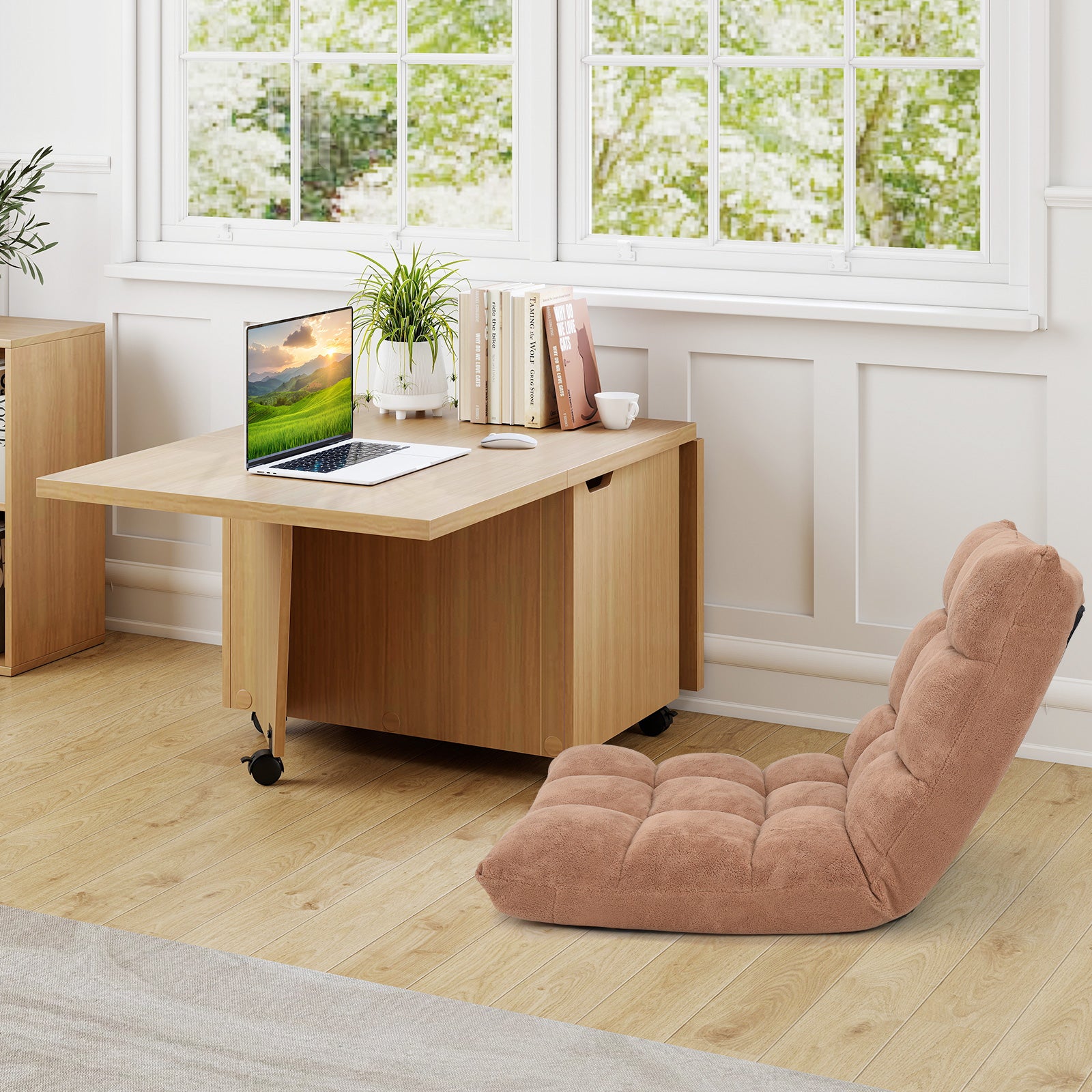Foldable Coffee Table with Storage Cabinet Extendable Center Table, Oak Coffee Tables at Gallery Canada