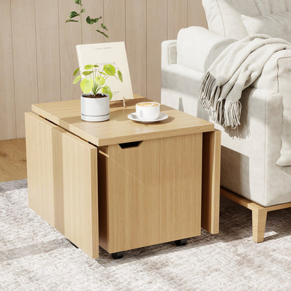 Foldable Coffee Table with Storage Cabinet Extendable Center Table, Oak Coffee Tables at Gallery Canada