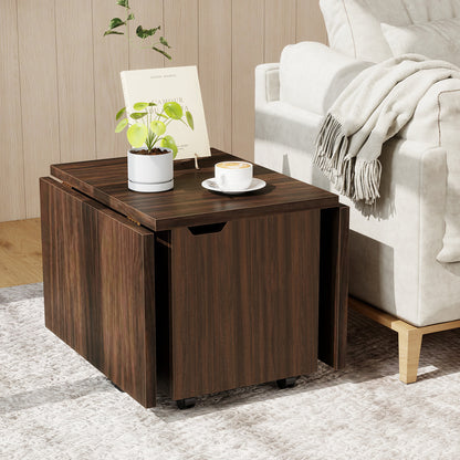 Foldable Coffee Table with Storage Cabinet Extendable Center Table, Walnut Coffee Tables at Gallery Canada