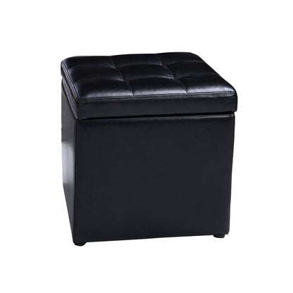 Foldable Cube Ottoman Pouffe Storage Seat, Black Ottomans Black at Gallery Canada