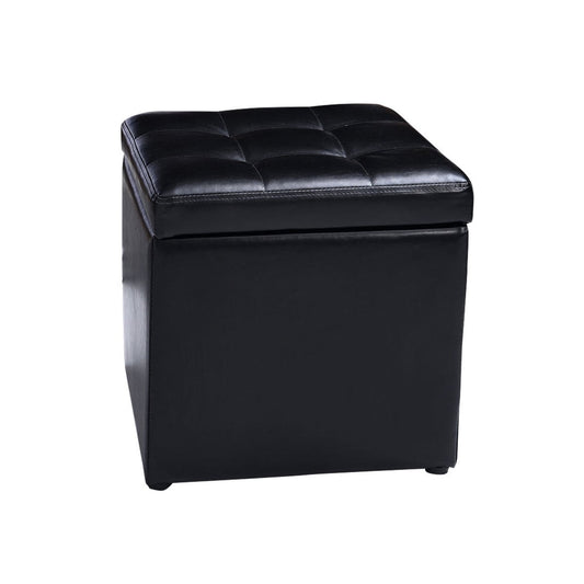 Foldable Cube Ottoman Pouffe Storage Seat, Black Ottomans Black at Gallery Canada