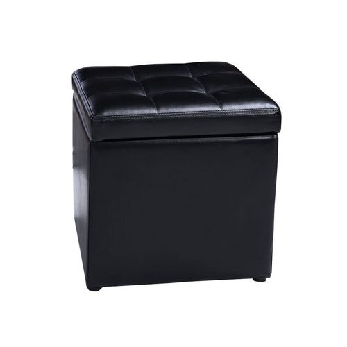 Foldable Cube Ottoman Pouffe Storage Seat, Black
