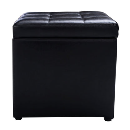Foldable Cube Ottoman Pouffe Storage Seat, Black Ottomans at Gallery Canada