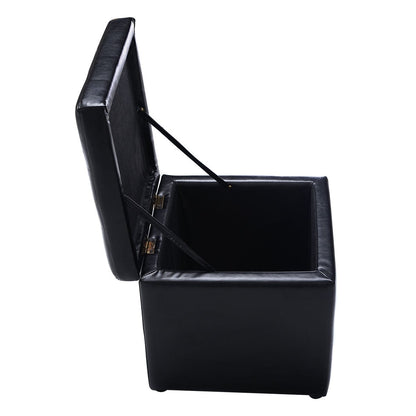 Foldable Cube Ottoman Pouffe Storage Seat, Black Ottomans at Gallery Canada