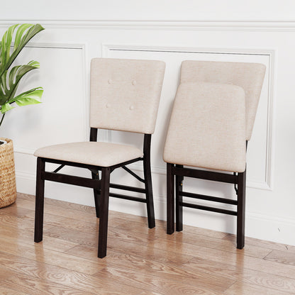 Foldable Dining Chair Set, 2 Armless Kitchen Chairs, Padded Seat, Beige Dining Chairs at Gallery Canada