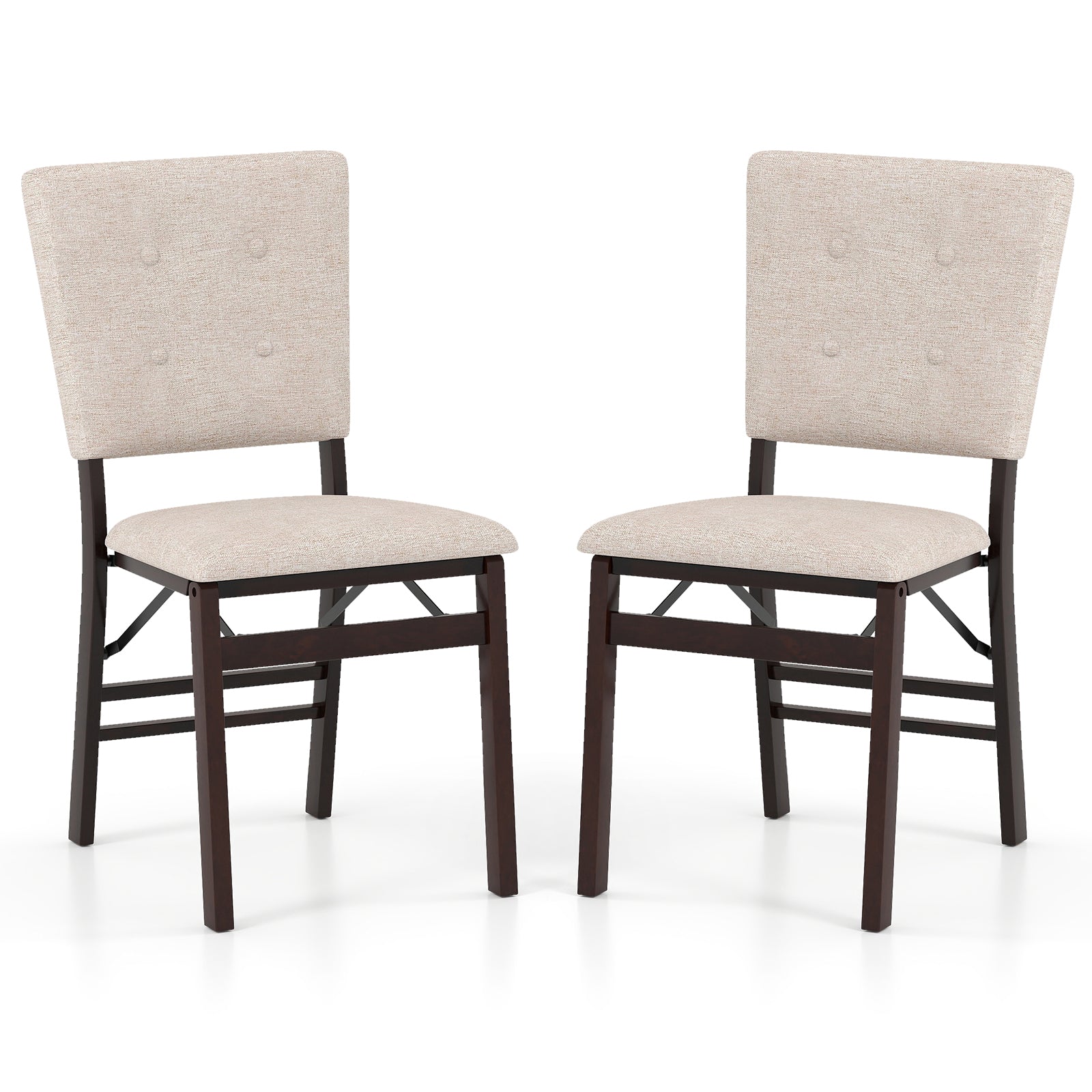 Foldable Dining Chair Set, 2 Armless Kitchen Chairs, Padded Seat, Beige Dining Chairs at Gallery Canada