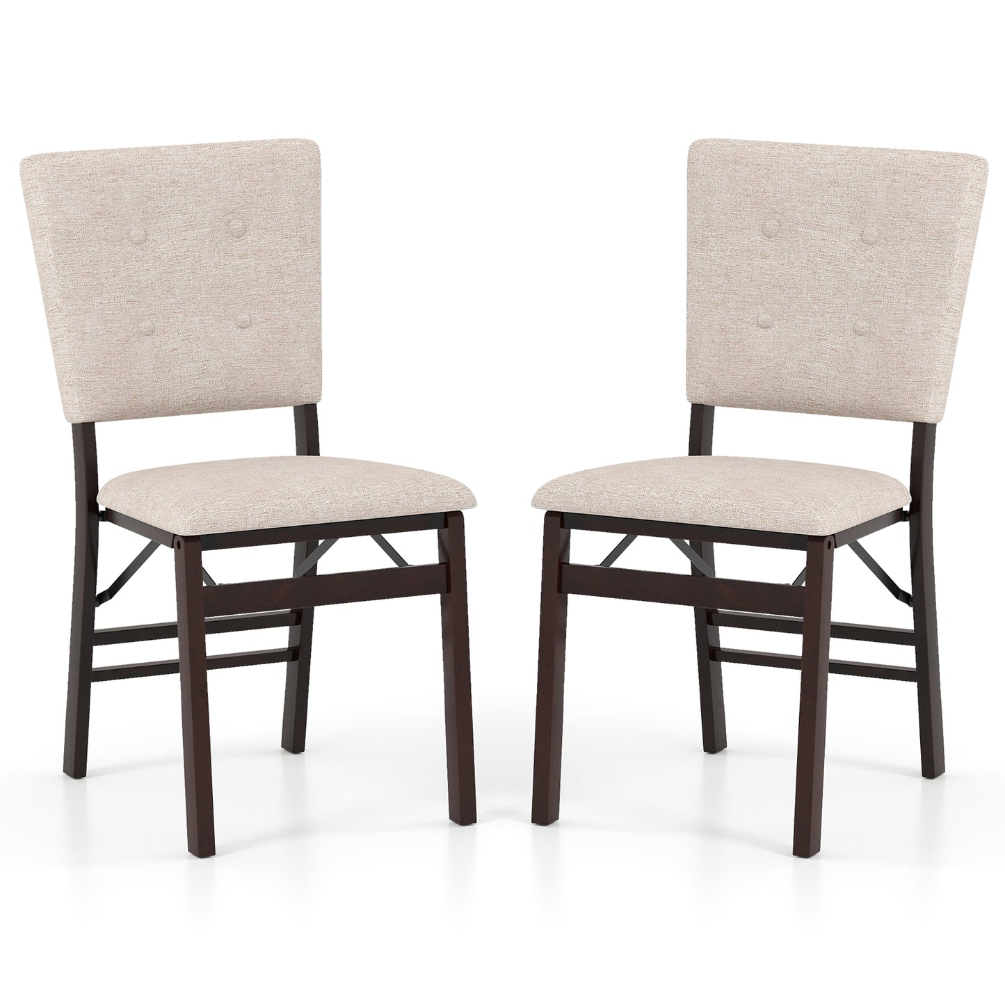 Foldable Dining Chair Set, 2 Armless Kitchen Chairs, Padded Seat, Beige Dining Chairs at Gallery Canada