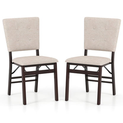 Foldable Dining Chair Set, 2 Armless Kitchen Chairs, Padded Seat, Beige Dining Chairs at Gallery Canada