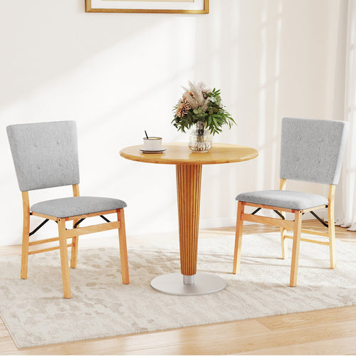Foldable Dining Chair Set of 2 Armless Kitchen Chair with Padded Seat and Tilt Backrest, Gray