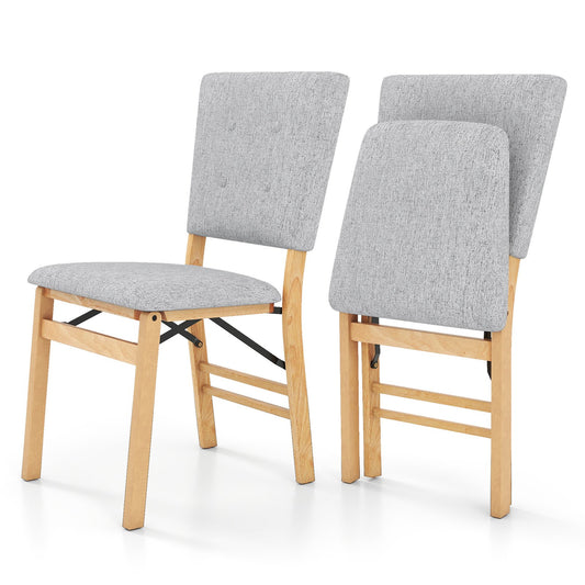 Foldable Dining Chair Set of 2 Armless Kitchen Chair with Padded Seat and Tilt Backrest, Gray Dining Chairs Gray at Gallery Canada