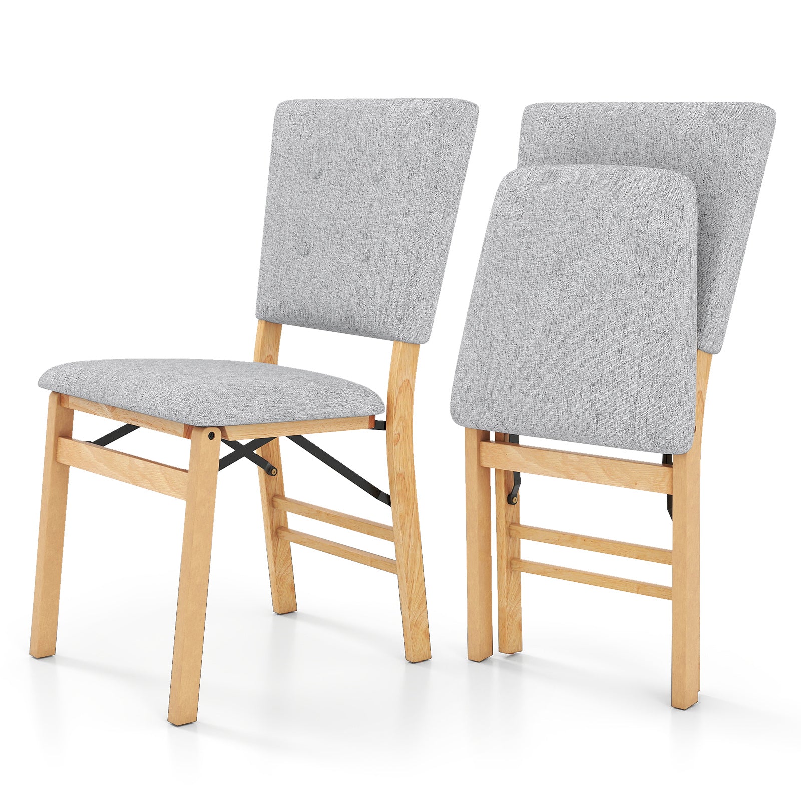 Foldable Dining Chair Set Of 2, Padded Seat, Tilt Backrest, Gray Dining Chairs at Gallery Canada