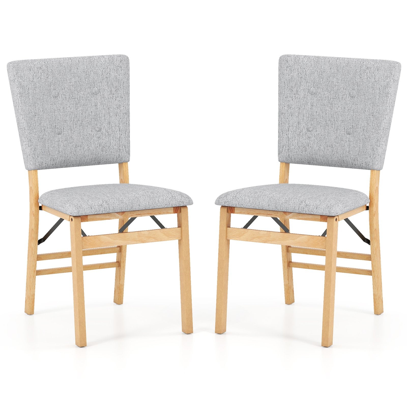 Foldable Dining Chair Set of 2 Armless Kitchen Chair with Padded Seat and Tilt Backrest, Gray Dining Chairs at Gallery Canada
