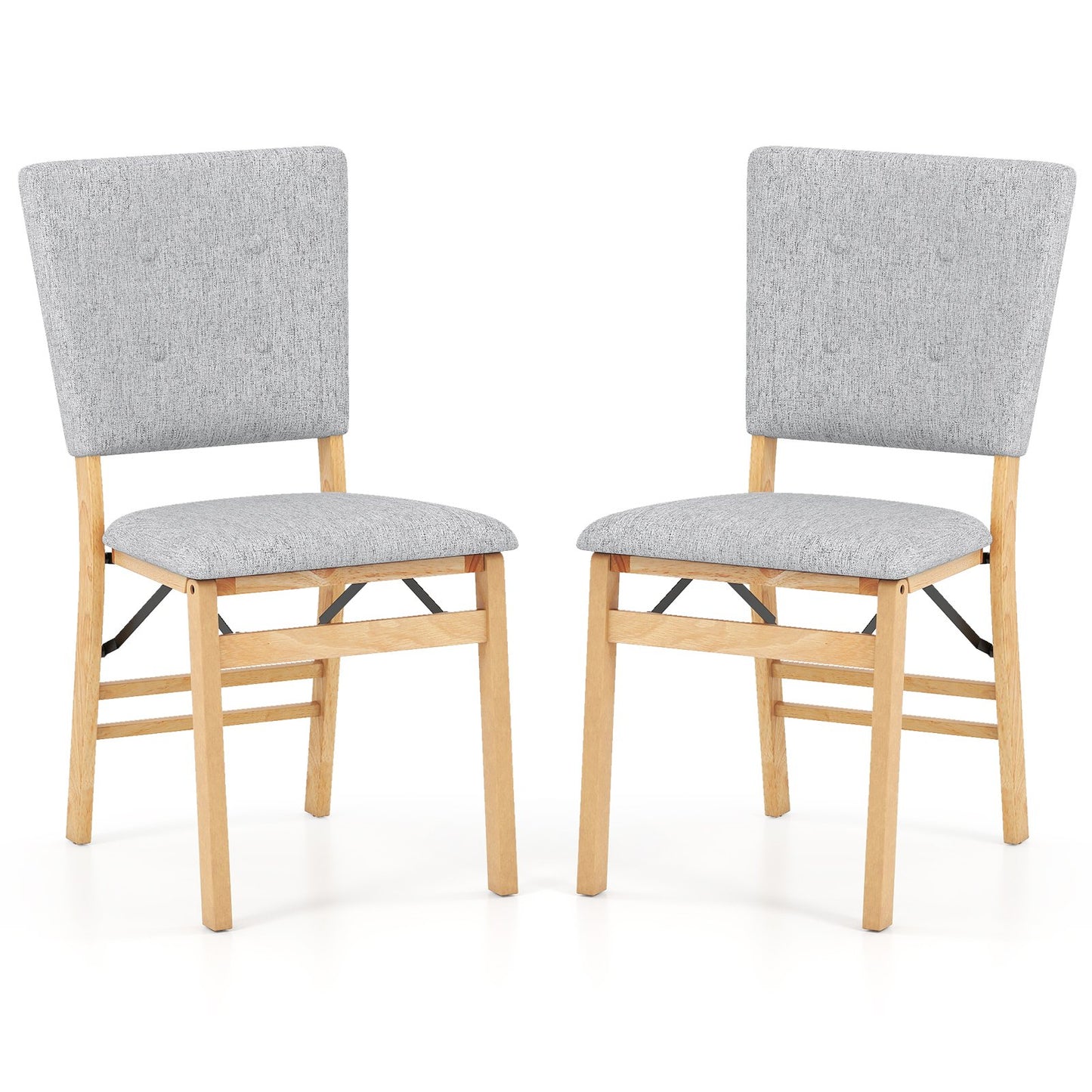 Foldable Dining Chair Set of 2 Armless Kitchen Chair with Padded Seat and Tilt Backrest, Gray Dining Chairs at Gallery Canada