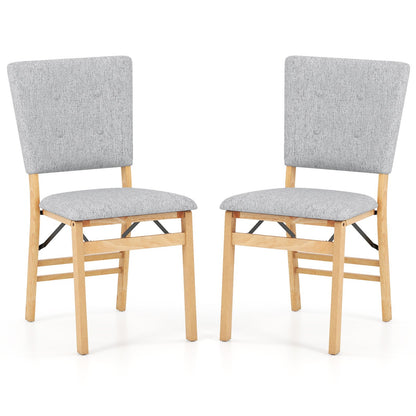 Foldable Dining Chair Set of 2 Armless Kitchen Chair with Padded Seat and Tilt Backrest, Gray Dining Chairs at Gallery Canada