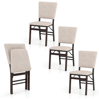 Foldable Dining Chair Set Of 4, Armless, Padded Seat, Tilt Backrest, Beige Dining Chairs at Gallery Canada