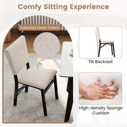 Foldable Dining Chair Set Of 4, Armless, Padded Seat, Tilt Backrest, Beige Dining Chairs at Gallery Canada