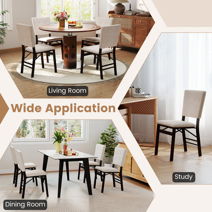 Foldable Dining Chair Set Of 4, Armless, Padded Seat, Tilt Backrest, Beige Dining Chairs at Gallery Canada