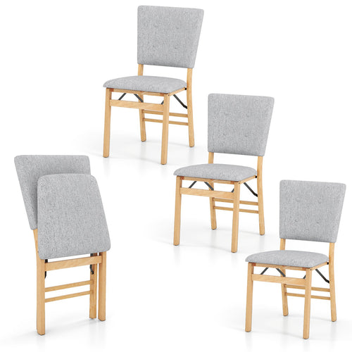 Foldable Dining Chair Set of 4 Armless Kitchen Chair with Padded Seat and Tilt Backrest, Gray