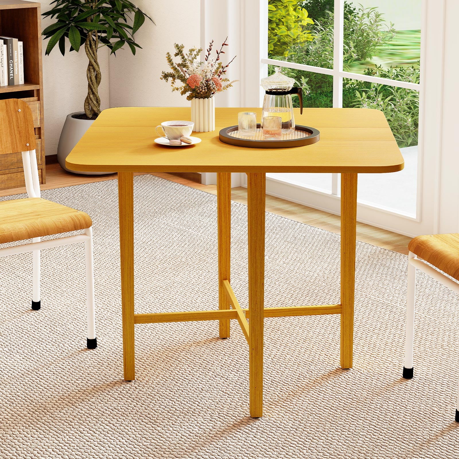 Foldable Dining Table for 2-4 People with Rubber Wood Legs for Small Space, Natural Dining Tables at Gallery Canada