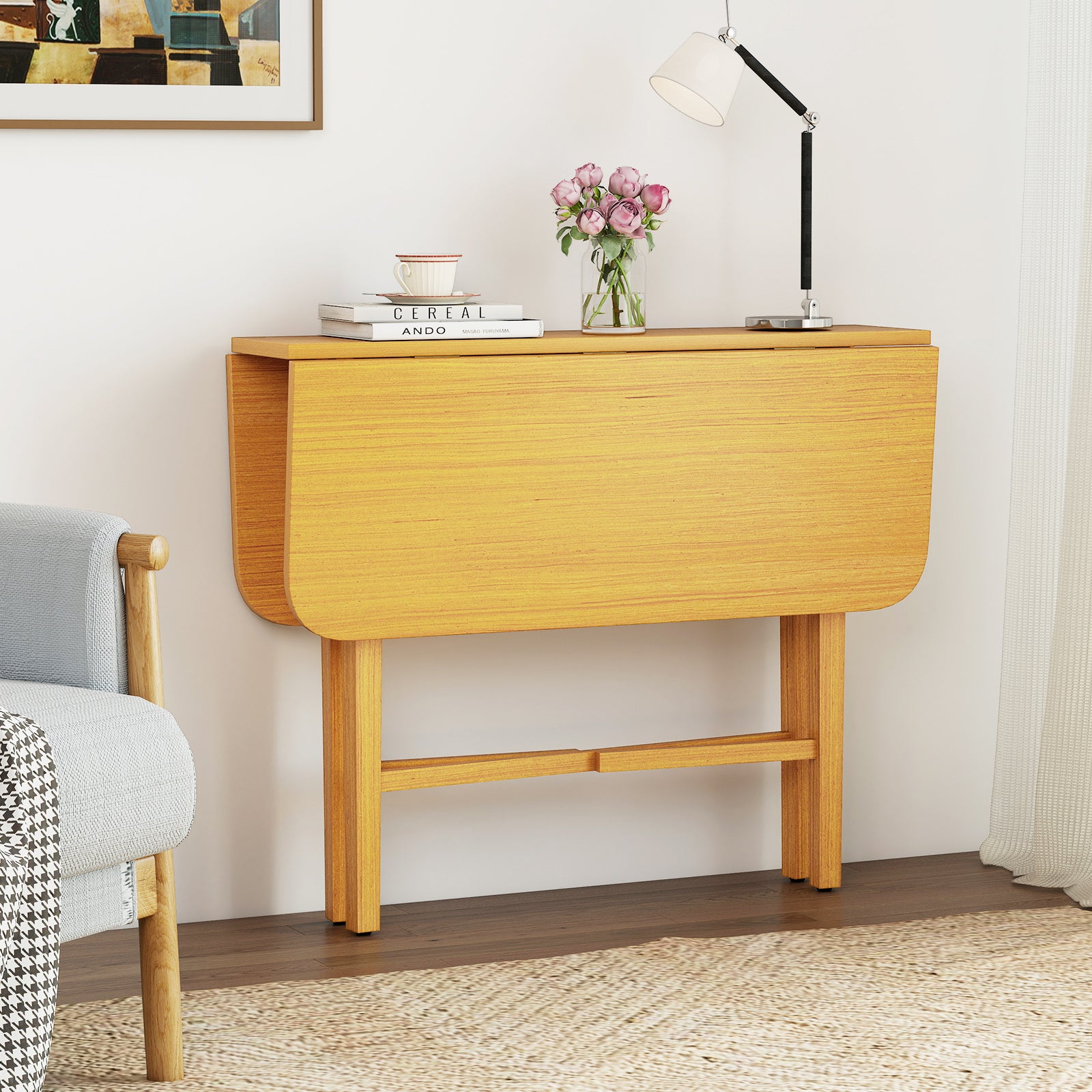 Foldable Dining Table for 2-4 People with Rubber Wood Legs for Small Space, Natural Dining Tables at Gallery Canada