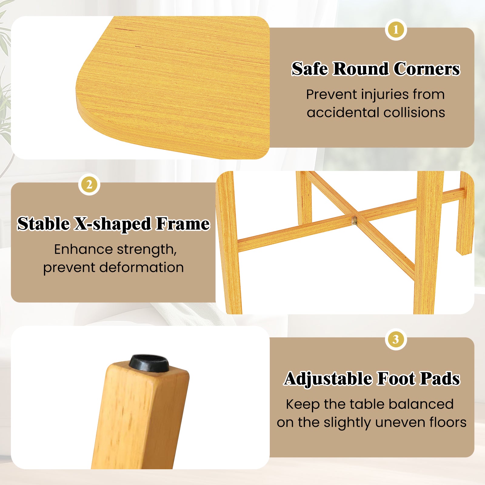 Foldable Dining Table for 2-4 People with Rubber Wood Legs for Small Space, Natural Dining Tables at Gallery Canada