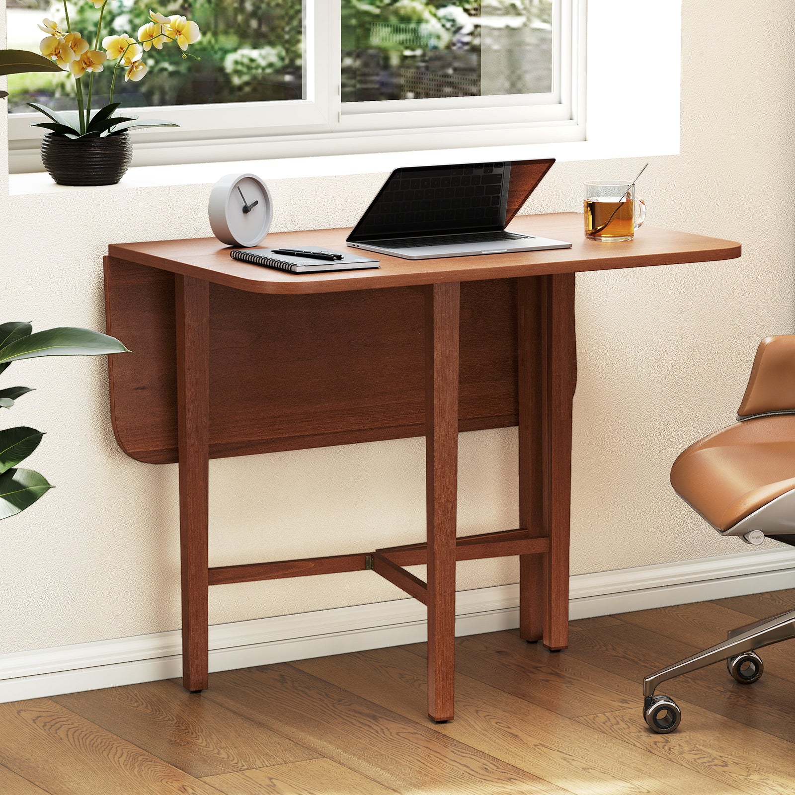 Foldable Dining Table for 2-4 People with Rubber Wood Legs for Small Space, Walnut Dining Tables at Gallery Canada