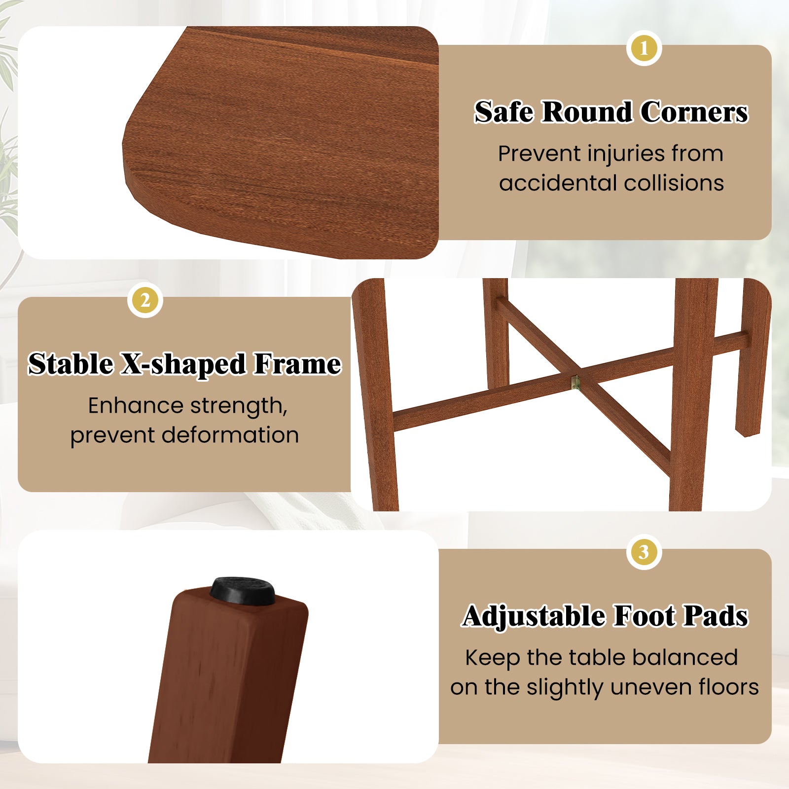 Foldable Dining Table for 2-4 People with Rubber Wood Legs for Small Space, Walnut Dining Tables at Gallery Canada