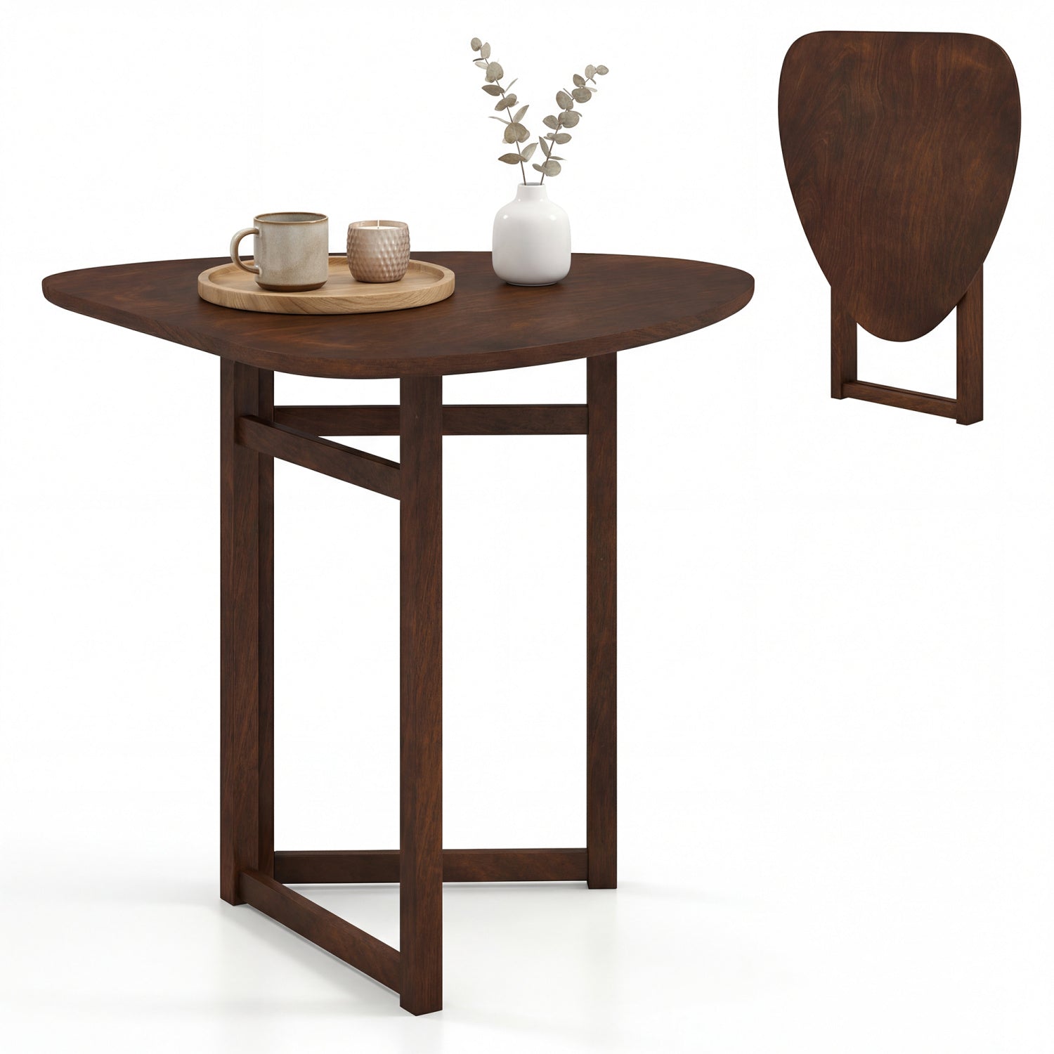 Foldable Dining Table 31.5, Triangular Kitchen Table For 2, Walnut Dining Tables at Gallery Canada