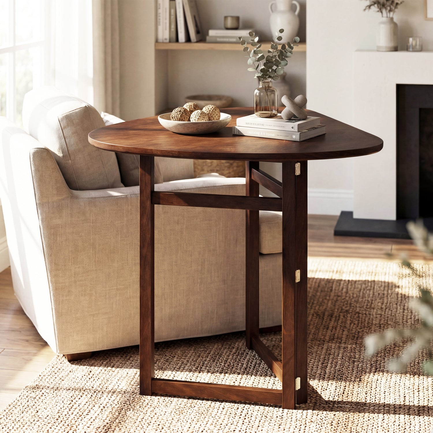 Foldable Dining Table 31.5, Triangular Kitchen Table For 2, Walnut Dining Tables at Gallery Canada