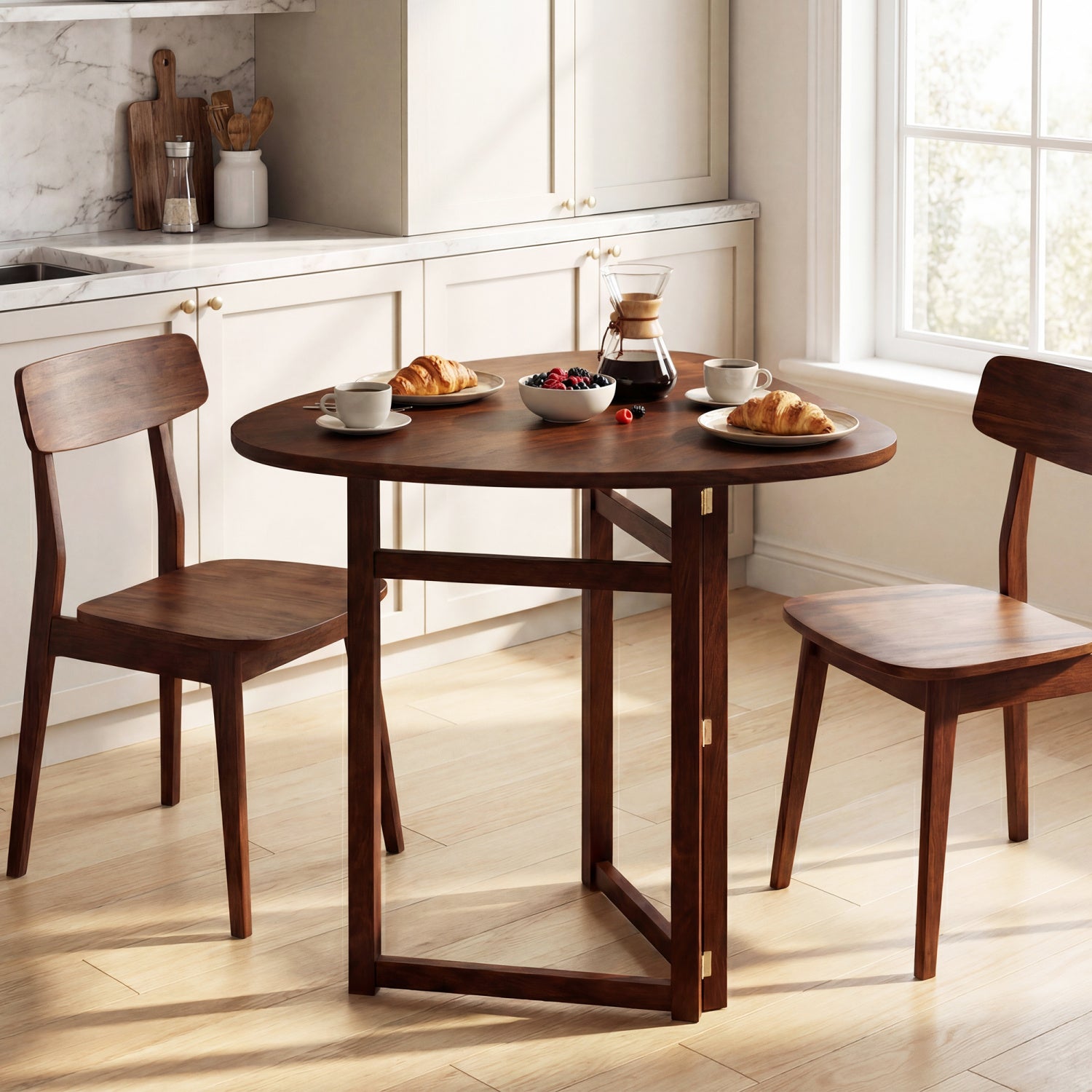 Foldable Dining Table 31.5, Triangular Kitchen Table For 2, Walnut Dining Tables at Gallery Canada