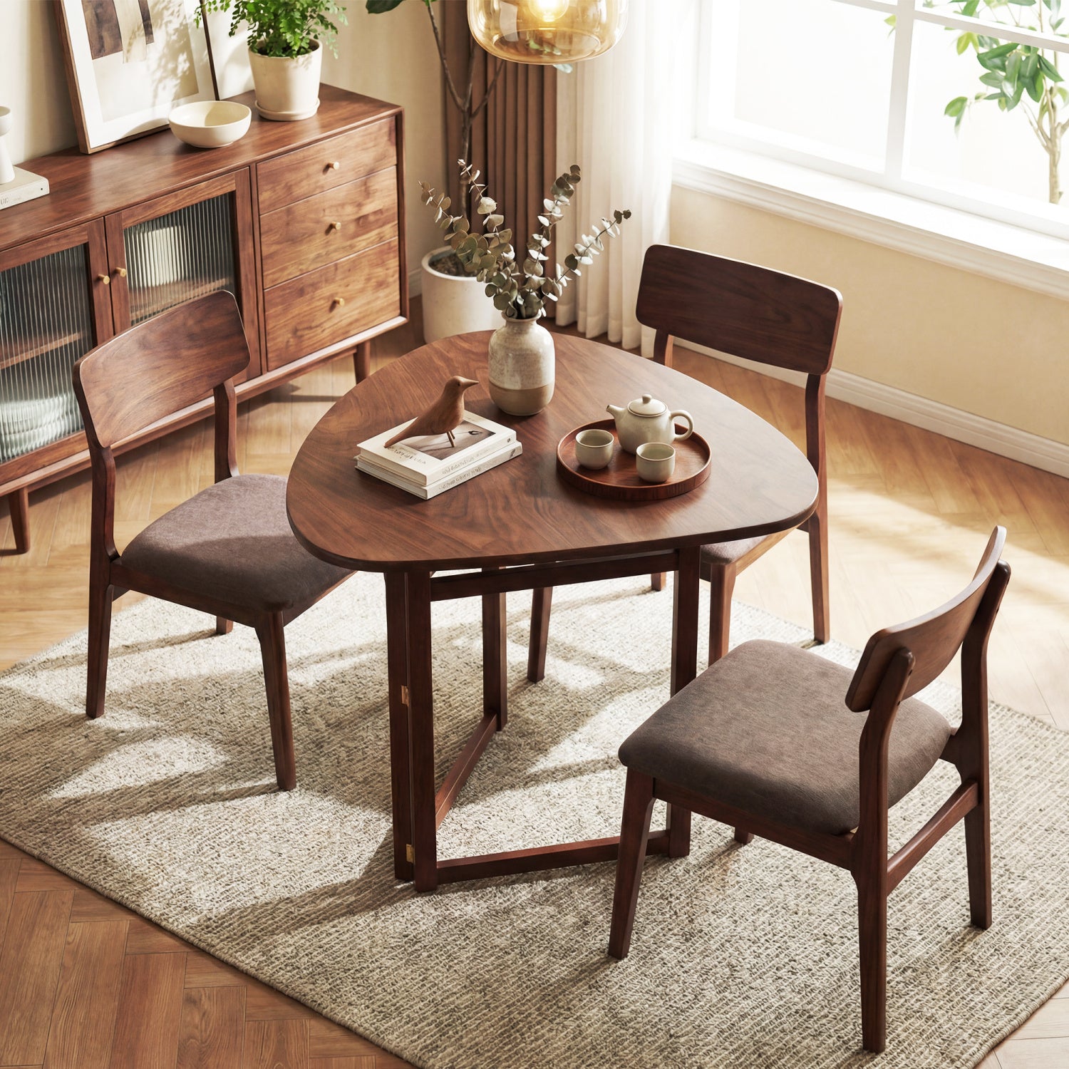 Foldable Dining Table 31.5, Triangular Kitchen Table For 2, Walnut Dining Tables at Gallery Canada