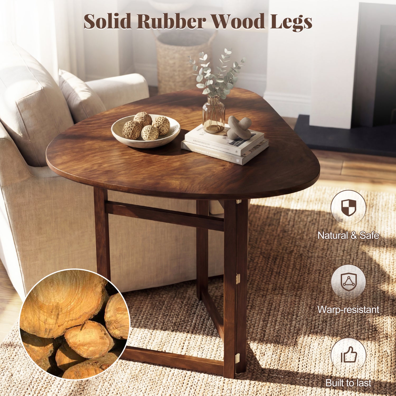 Foldable Dining Table 31.5, Triangular Kitchen Table For 2, Walnut Dining Tables at Gallery Canada
