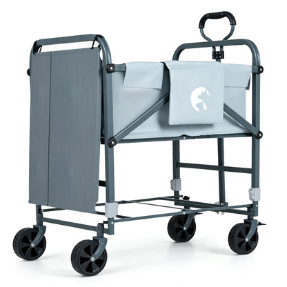 Foldable Dog Bath Cart, Adjustable Height, 4 Wheels, Black & Gray